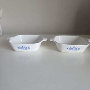 Petite Pan Corningware White Dishes with Blue Floral Design